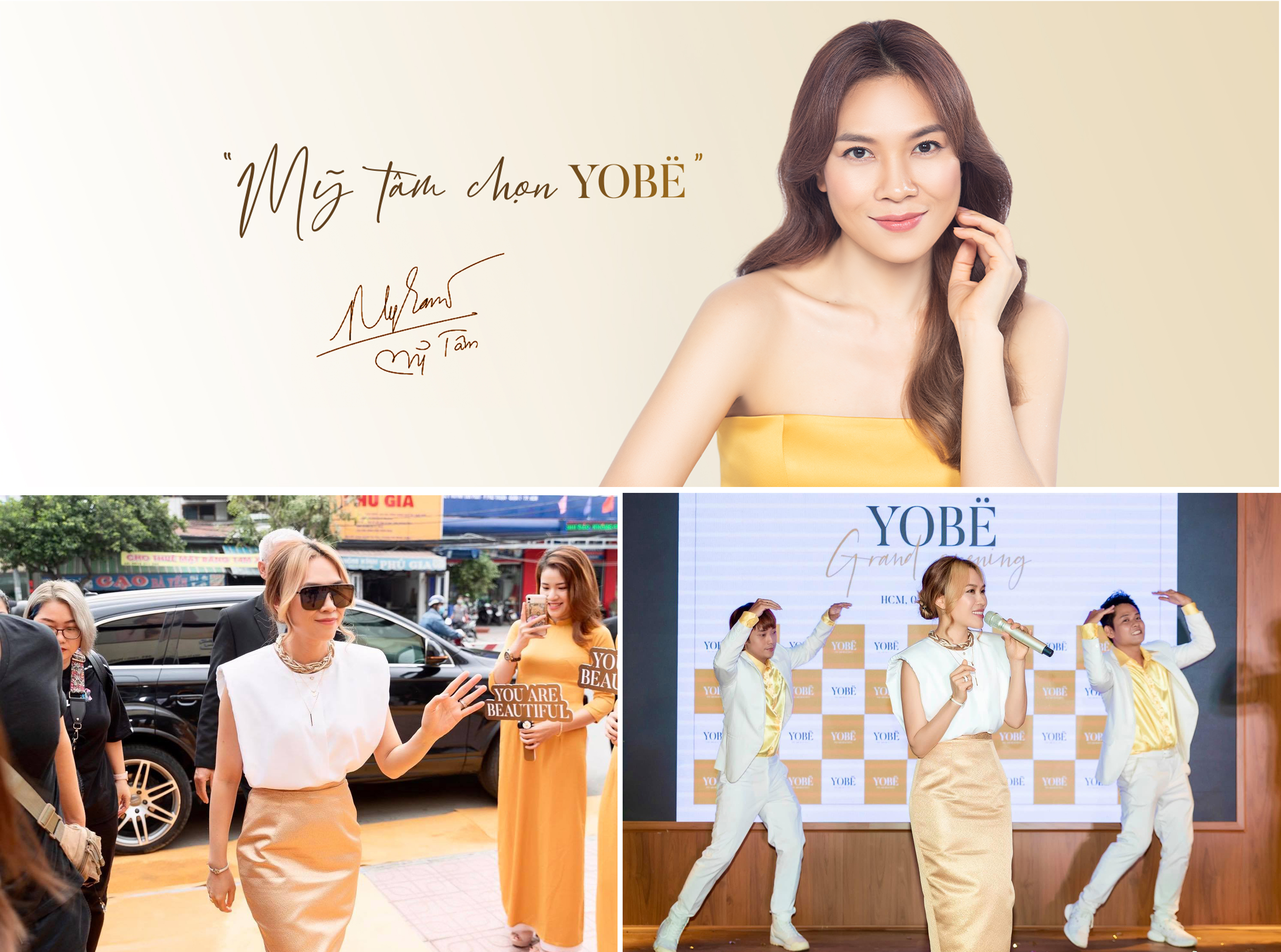 Ca sỹ Mỹ Tâm trong buổi ra mắt thương hiệu Yobe