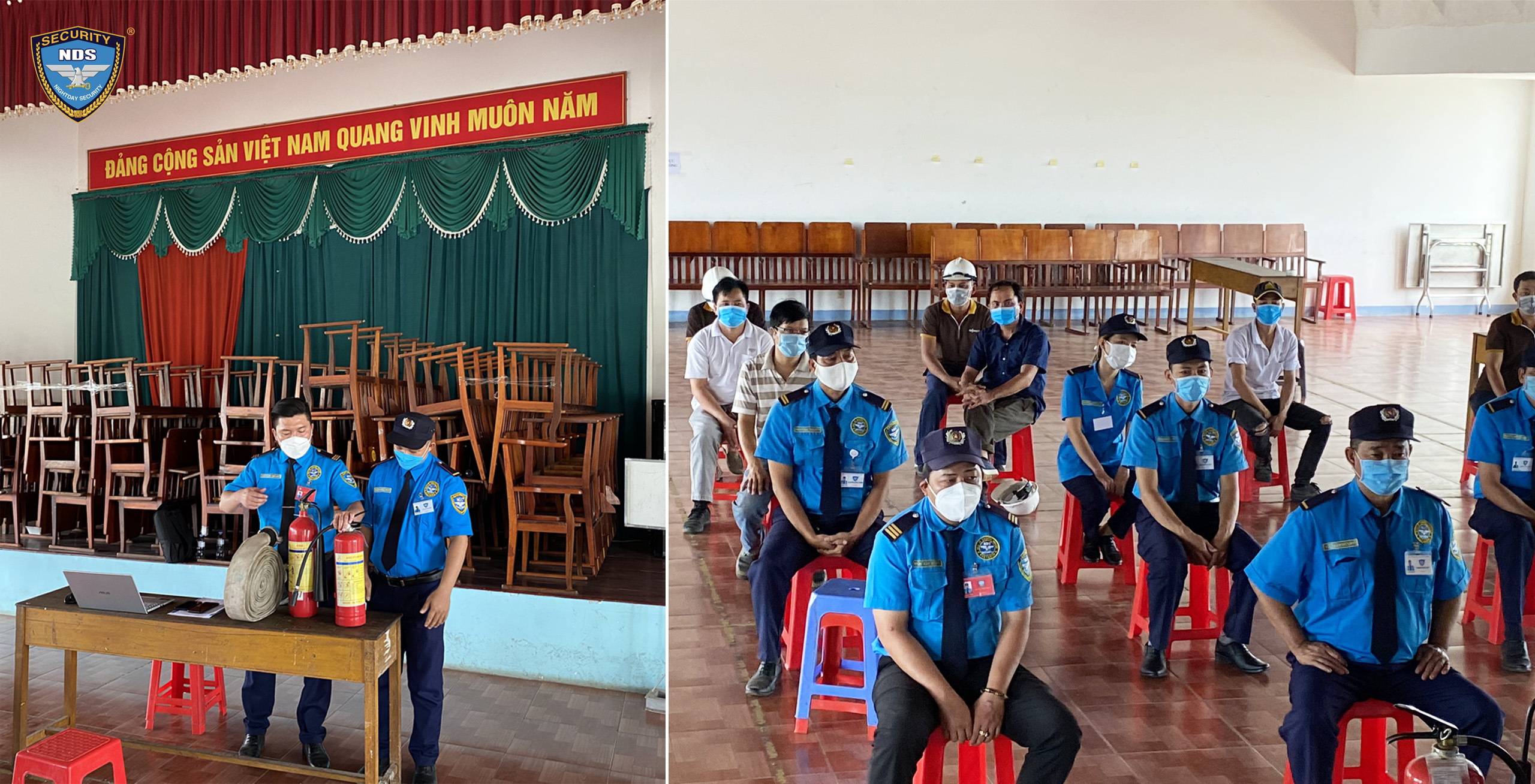 bảo vệ Ku casino huấn luyện kỹ năng sử dụng bình chữa cháy