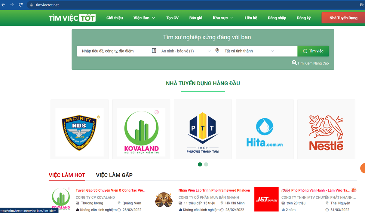 Một website việc làm uy tín