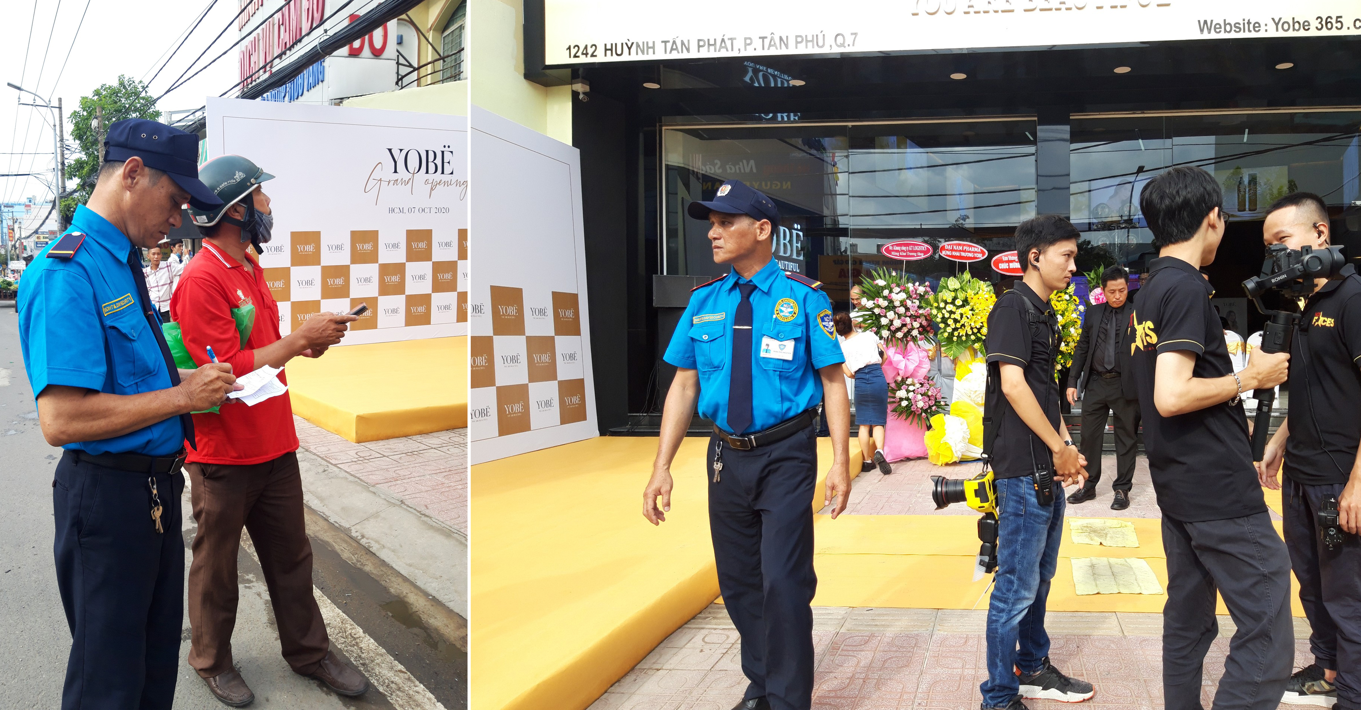 Nhân viên bảo vệ Ku casino tuần tra xác nhận hàng ra vào tại buổi khai trương