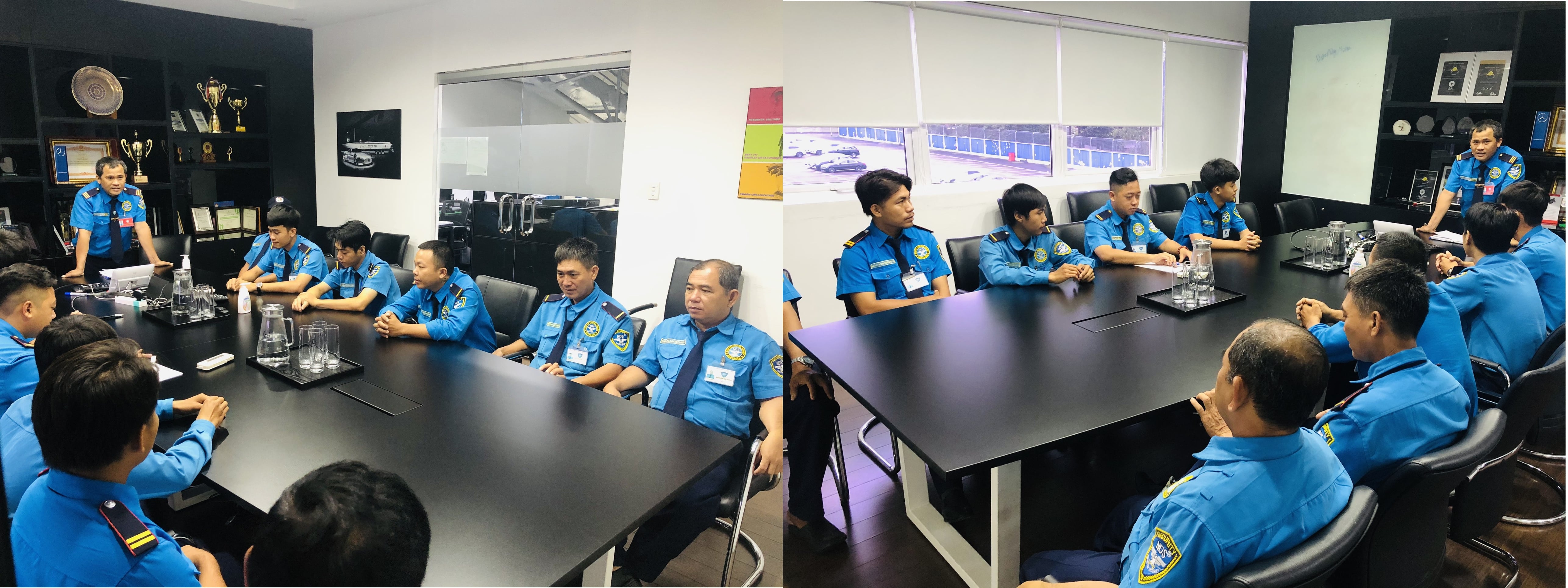 Nhân viên họp đội cùng với Đội trưởng tại mục tiêu