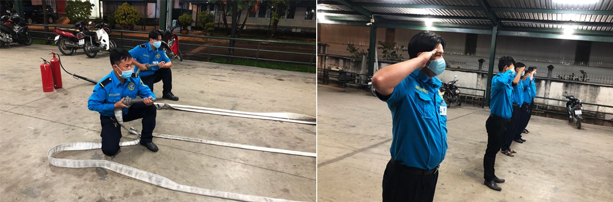 Tận dụng bãi xe làm nơi thực hành trong mùa mưa đang tới gần - Huấn luyện tại đội SG11