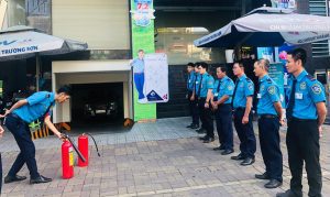 Tái đào tạo PCCC cho nhân viên bảo vệ tại ngân hàng BIDV