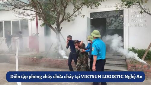Diễn tập PCCC tại VIETSUN LOGISTIC Nghệ An