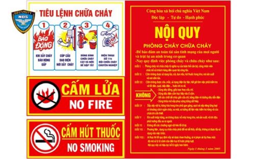 Một bộ tiêu lệnh chữa cháy tiêu chuẩn sẽ gồm có bốn bảng với các quy định cụ thể