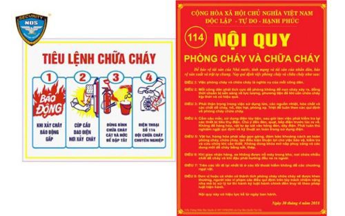 Nội quy phòng cháy chữa cháy thường được treo cùng các bước trong tiêu lệnh chữa cháy