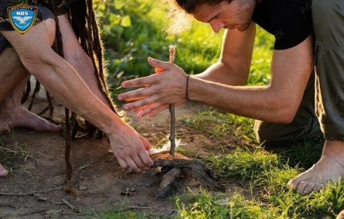 khoan tay bằng que gỗ