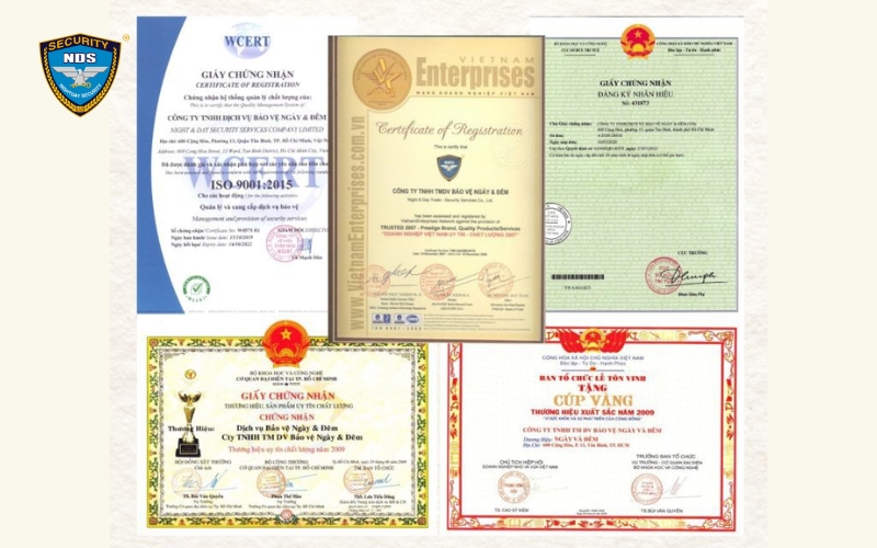 Các chứng chỉ, chứng nhận pháp lý của Bảo vệ Ngày & Đêm